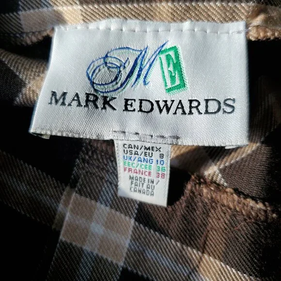 VINTAGE | Y2K 2000s Brown Cream Plaid Pleated Skirt (Size 8) - Picture 4 of 6